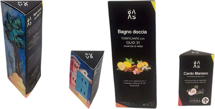 Creazione di grafica packaging di prodotti in stile